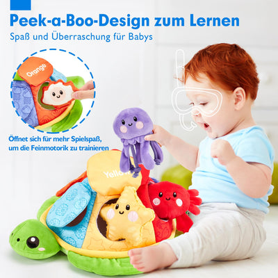 Jouet sensoriel en forme de tortue pour combiner les couleurs, les mots et les créatures marines