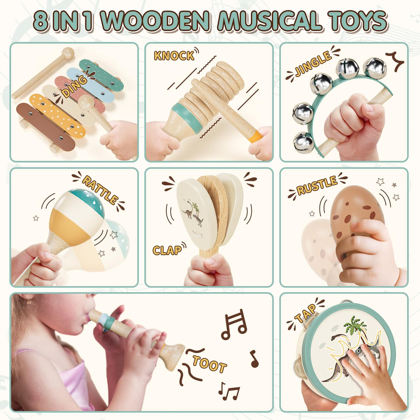 Instruments de musique pour enfants, ensemble d'instruments avec xylophone et tambour pour le jardin d'enfants, jouet d'apprentissage de la musique