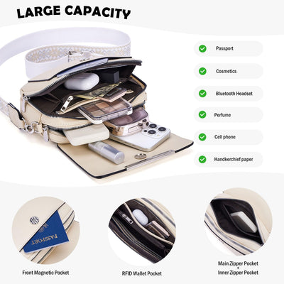 Handy Umhängetasche, Vegan Leder Crossbody Bag Umhängetasche mit verstellbarem abnehmbarem breitem Riemen