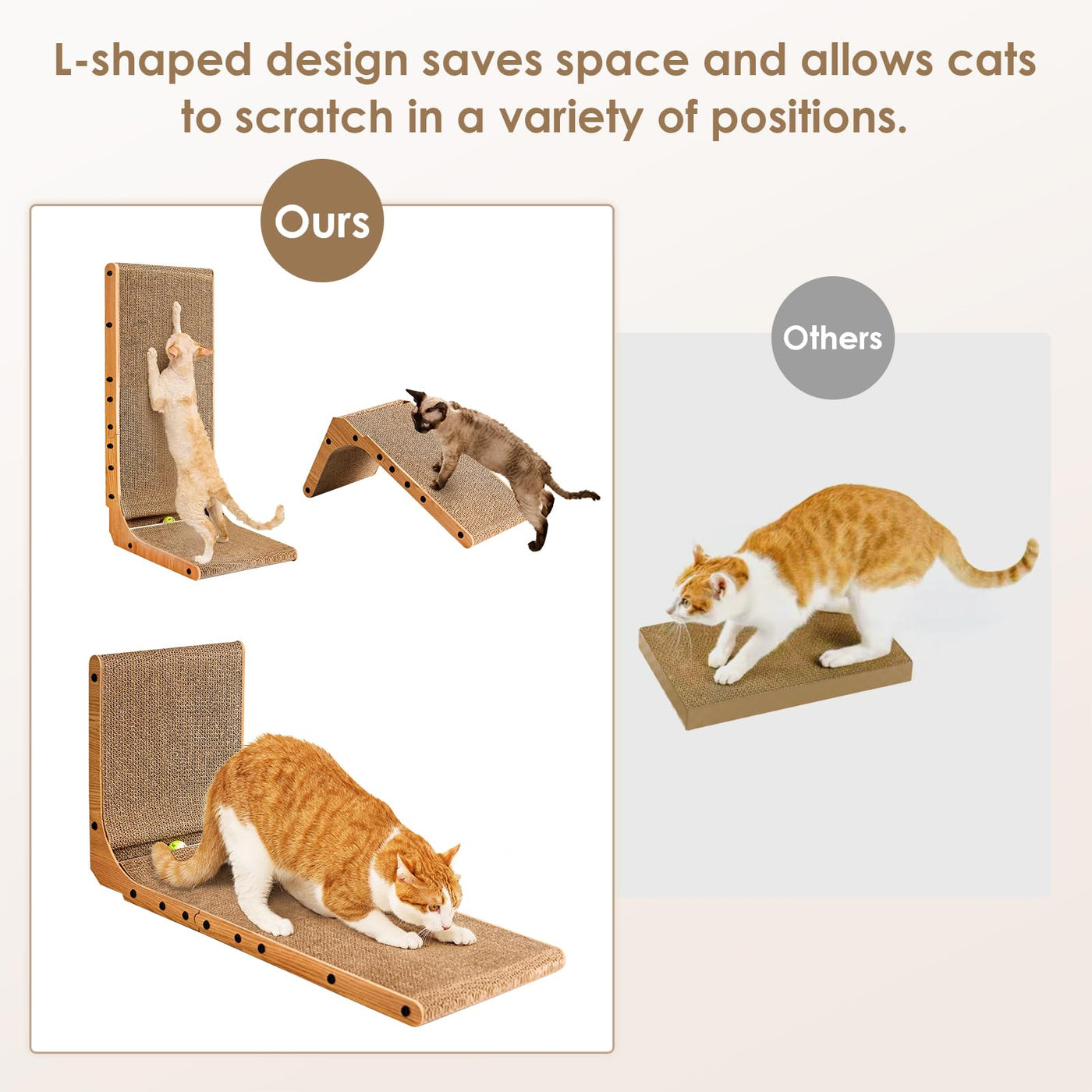 Planche à gratter pour Chat, Planche à Gratter en Forme de L de 68 cm de Haut pour Chats, Meubles à gratter haute Densité Résistants à l'usure avec Jouet pour Chat, Planche à gratter pour Chat pour Mur et Coin, Grand