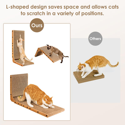 Planche à gratter pour Chat, Planche à Gratter en Forme de L de 68 cm de Haut pour Chats, Meubles à gratter haute Densité Résistants à l'usure avec Jouet pour Chat, Planche à gratter pour Chat pour Mur et Coin, Grand