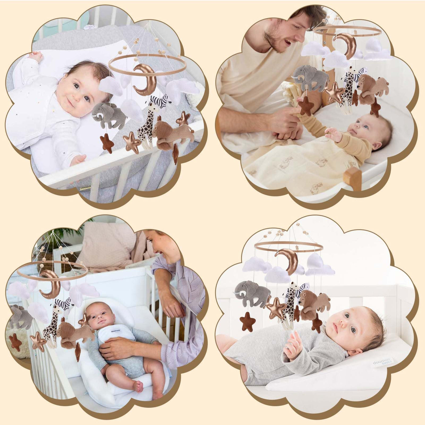 Mobile baby bed mobile baby pendant, wooden mobile baby wind chime