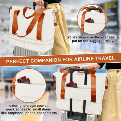 Sports bag Foldable travel bag with shoe compartment and wet compartment, water-repellent