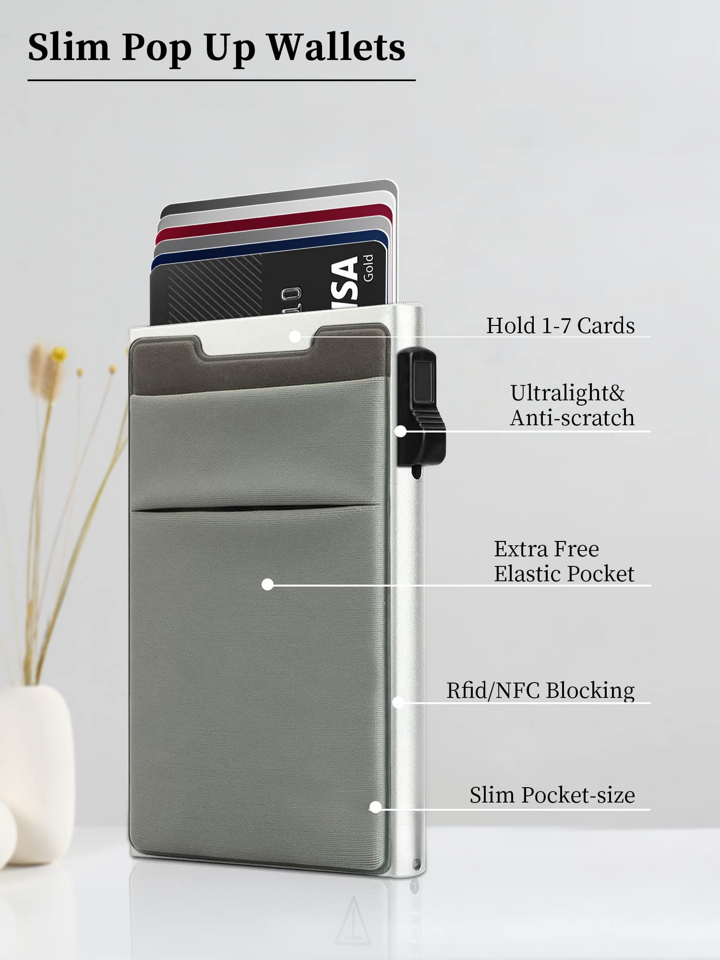 Minimalist wallet-RFID protection card holder-Pop up wallet-Slim credit card holder with coin pocket