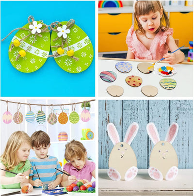 Ostern Holzanhänger 40pcs Ostereier Dekoration mit String DIY Handwerk