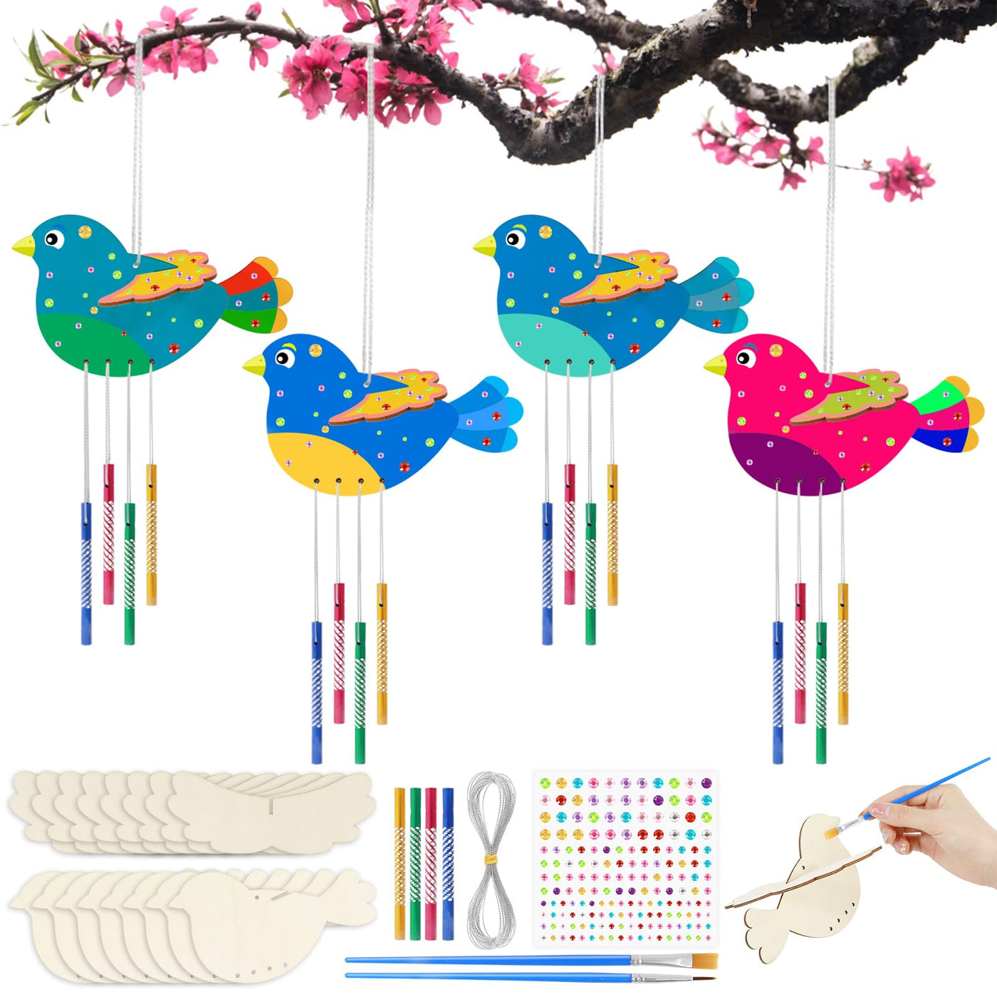 3D bird wind chime craft kit kids wooden craft kits