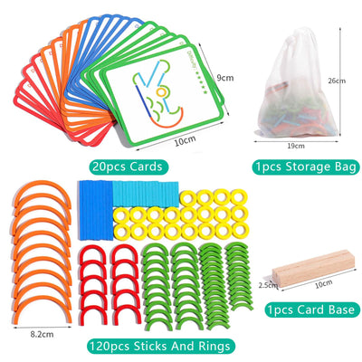 Pièces et anneaux de puzzle en bois, jeu d'association de formes, puzzle en bois pour enfants