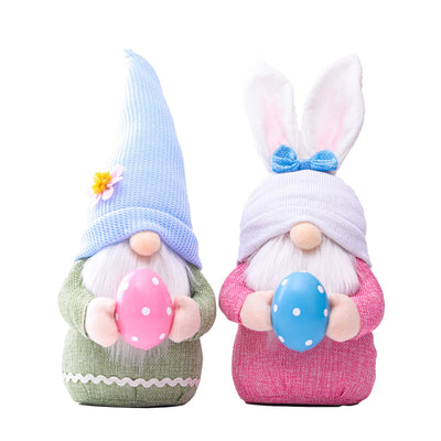 2 pièces décoration de Pâques gnome, fait main en peluche lapin de Pâques gnome avec œufs