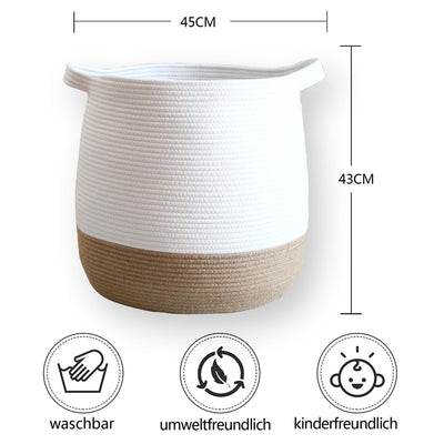 Large basket made of cotton rope, woven storage basket for toys, laundry and blanket organizer