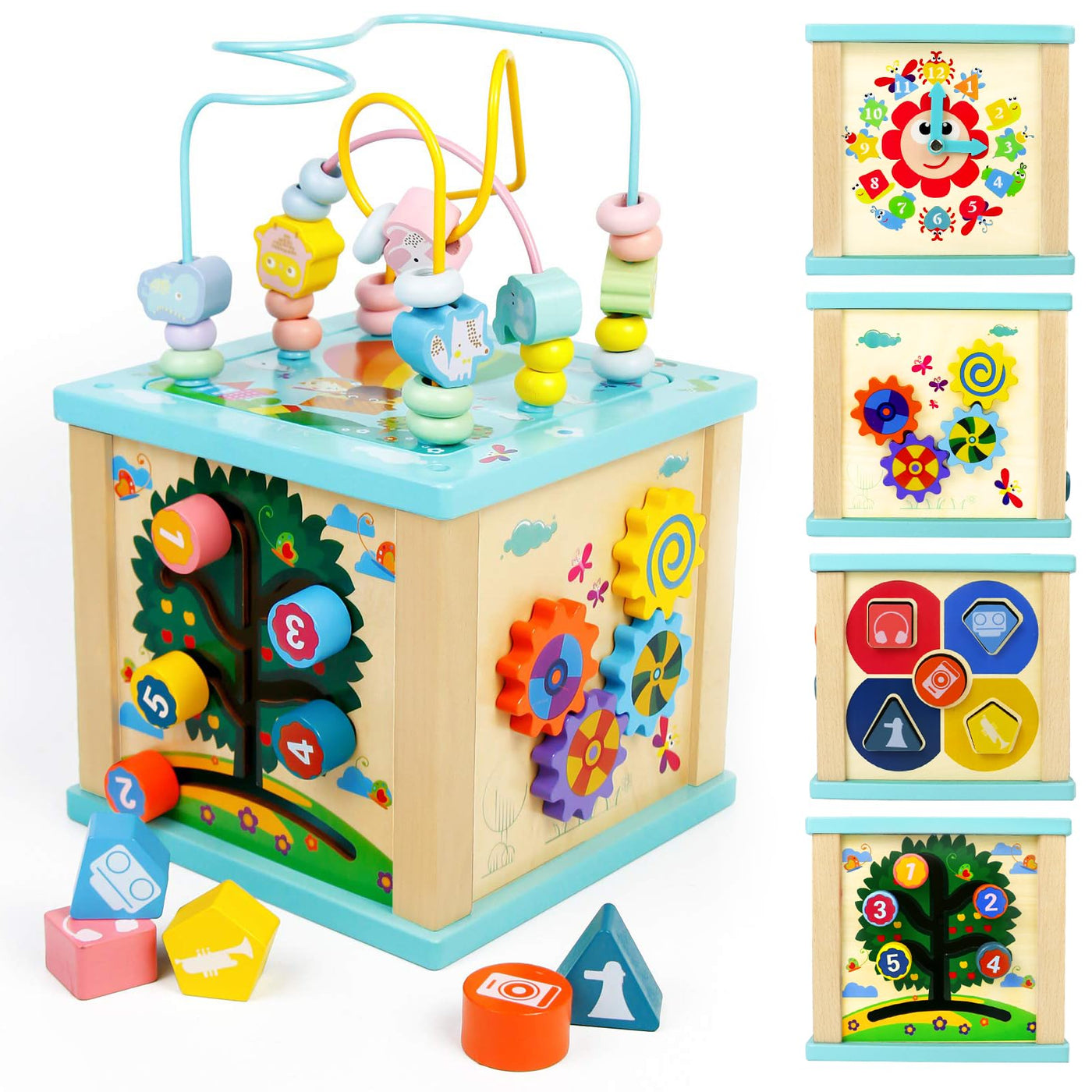 Cube de motricité Jouet de motricité 5 en 1 Jouet pour bébé avec boucle de motricité Centre d'activités pour bébé