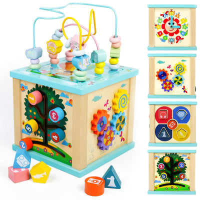 Cube de motricité Jouet de motricité 5 en 1 Jouet pour bébé avec boucle de motricité Centre d'activités pour bébé