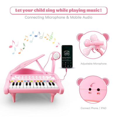 Piano toy toddler piano music toy instruments with 24 keys and microphone