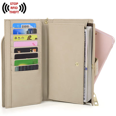 Wallet RFID Blocking Large Capacity Vegan Leather Clutch Wallet 21 Card Slots Holder Organizer