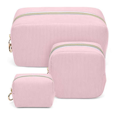 3 Piece Cosmetic Bag Small Makeup Bag Thickened Corduroy Makeup Bag