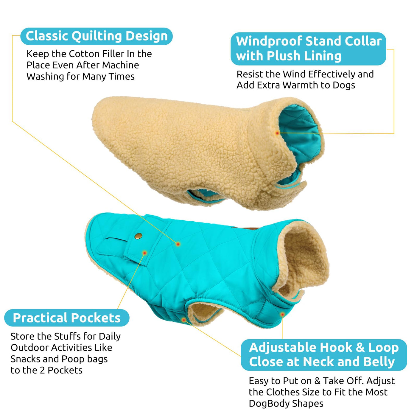 Winter Coat Dog Coat, Warm Winter Jackets with Fleece for Dogs