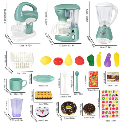 Set de Jeux de Cuisine Pour Enfants, Jouet pour Enfants à partir de 3 Ans, Accessoires de Cuisine de Jeu avec Machine à Café, Mixeur, Mixeur, Jouet de Cuisine, Jeu de Rôle