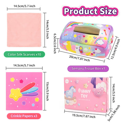 Boîte de mouchoirs en papier avec licorne lettre couleur texture chiffre, jouet d'éveil