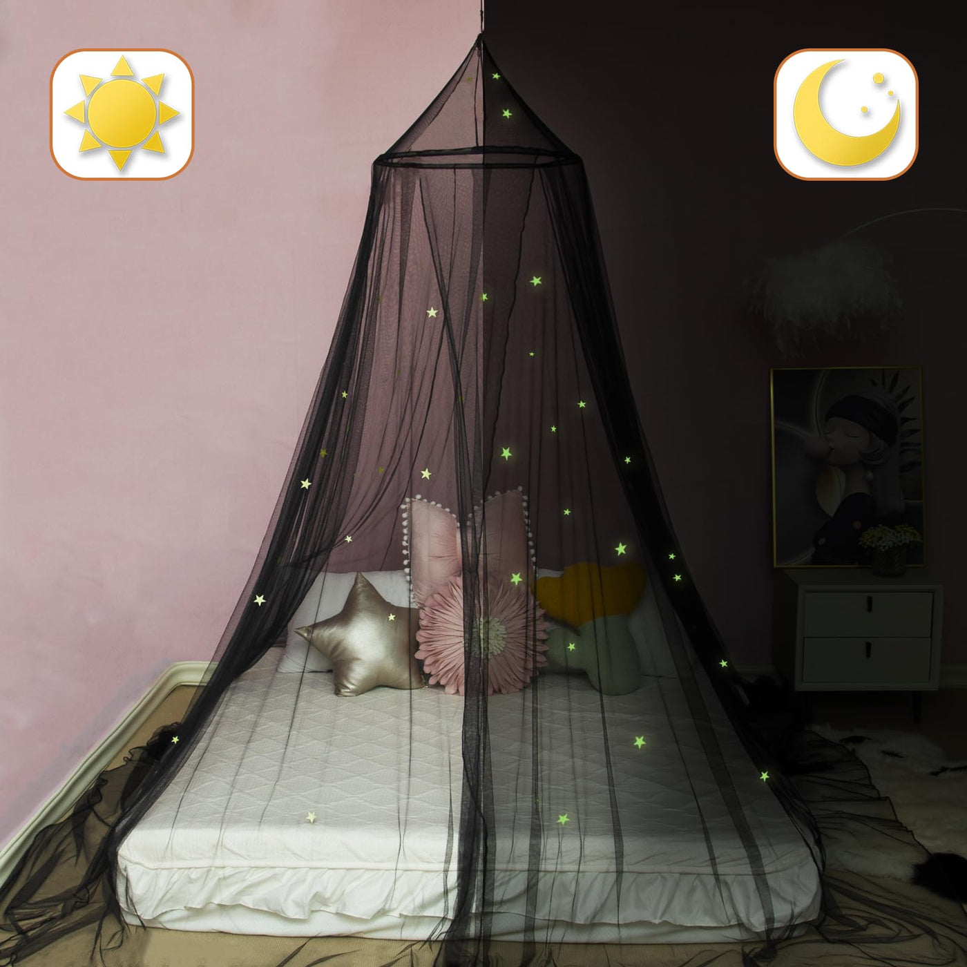 Crib canopy for house bed and single bed - Fantastic bedroom decoration for children's rooms - Large mosquito net canopy for children