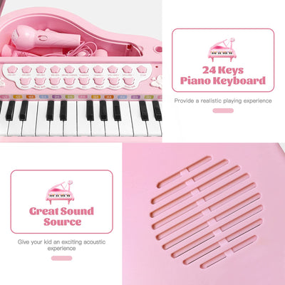 Piano toy toddler piano music toy instruments with 24 keys and microphone