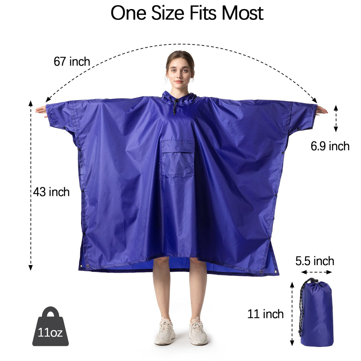 Rain cape Raincoat Rain jacket Waterproof Hiking Cycling Outdoor 3in1 Multipurpose