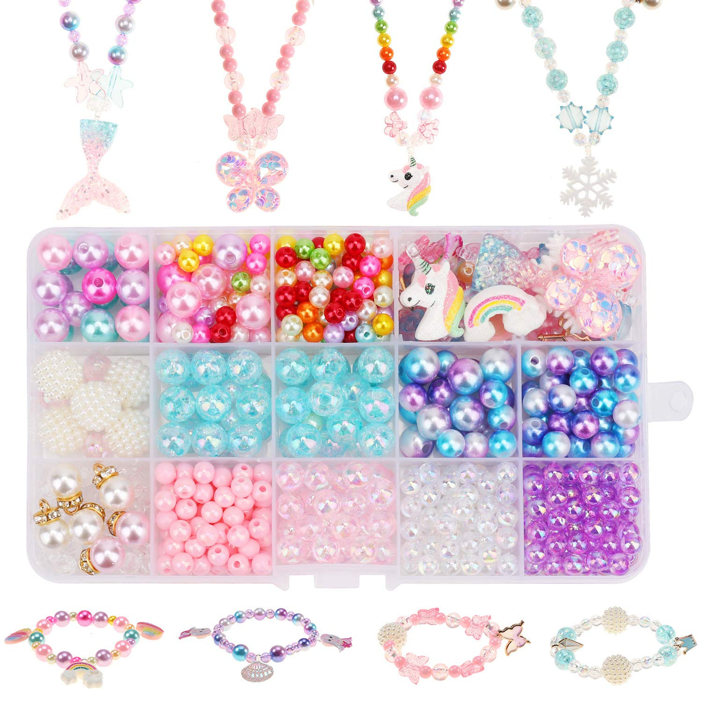 kit de bricolage pour enfants, perles pour la fabrication de bijoux 400pcs+, collier bracelet DIY