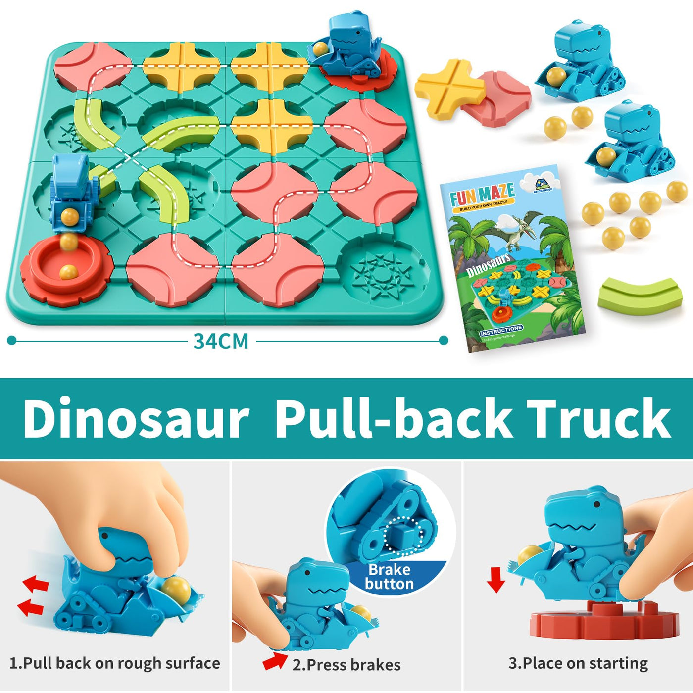 Logic maze board games, logical puzzle road builder children's game with truck toy, family game