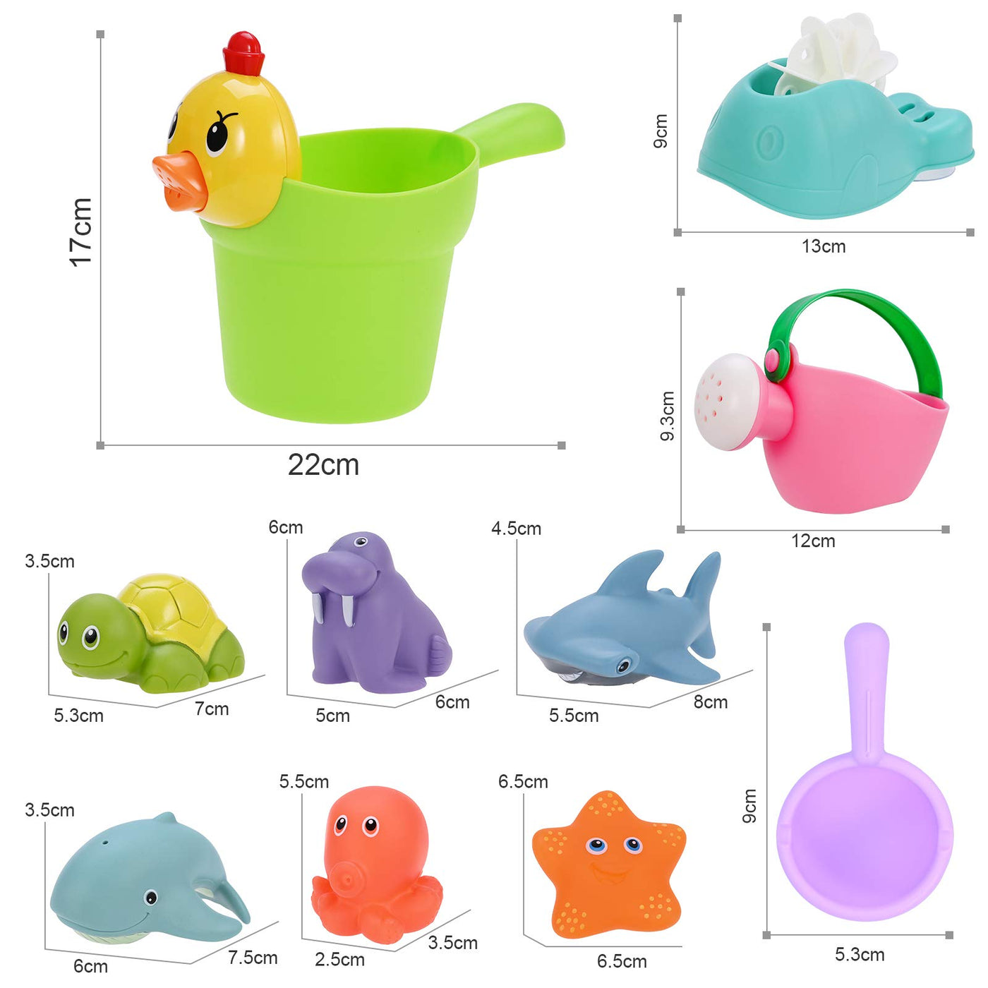 10Pcs bathtub toys for baby from 1 years, bath toys water toys baby cute water squirting animals for baby bathtub gift