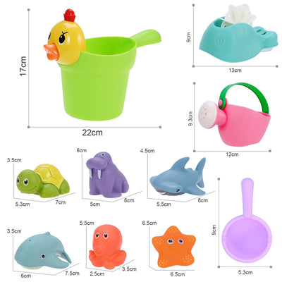 10Pcs bathtub toys for baby from 1 years, bath toys water toys baby cute water squirting animals for baby bathtub gift