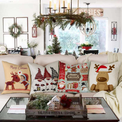 Christmas cushion cover set of 4 cushion covers decorative cushions linen cushion covers