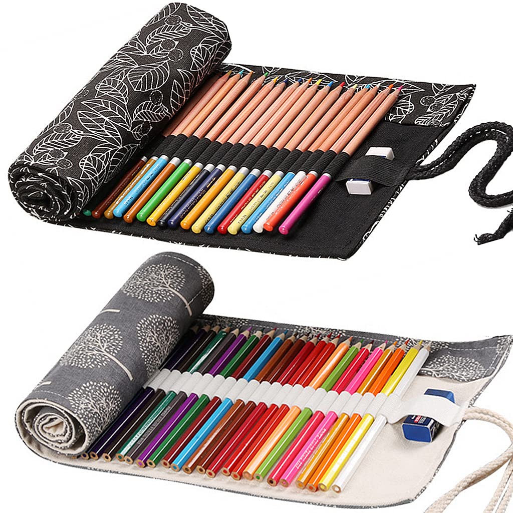 Canvas Pencil Wrap, 2 pieces 36 slots pencil wrap, pencil case