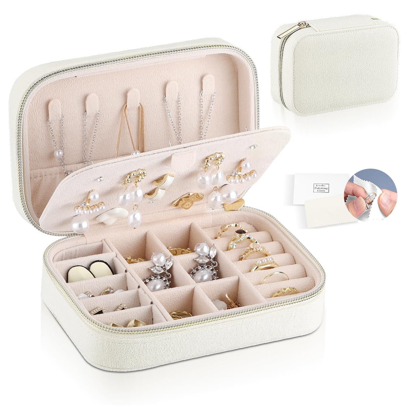 Jewelry Box Travel Small Velvet Jewelry Storage Portable Jewelry Case with Zipper