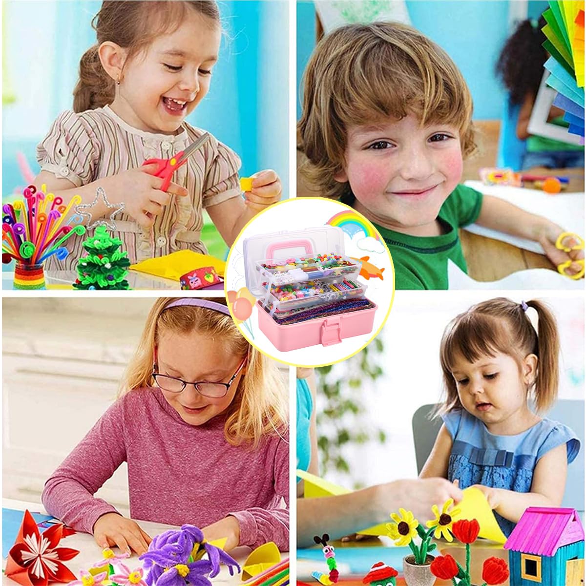 Bastelset für Kinder, 3000+Pcs Bastelset Bastelmaterial Set, große Bastelkiste