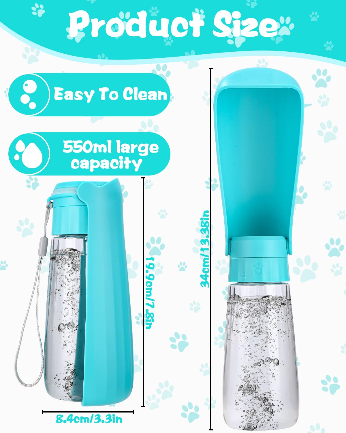 Portable Pet Drinking Bottle, foldable Design