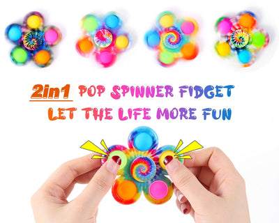 Set of 4 Pop Fidget Spinner Push Fidget Pop Simple Easter Fidget Toy for Kids Adults, Pop Party Gifts Gift Bag Filler Sensory Fidget Set Toy