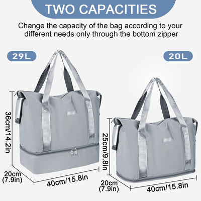 Sports bag Foldable travel bag with shoe compartment and wet compartment, water-repellent