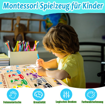 Jouet en bois labyrinthe magnétique - jouet de motricité avec les chiffres et les couleurs