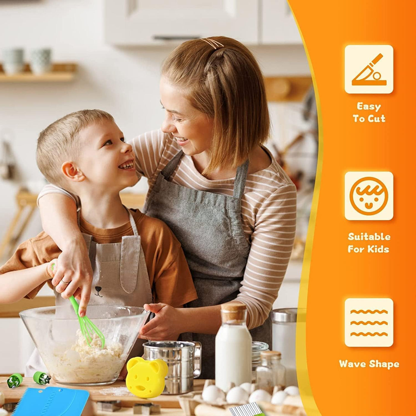 Couteaux pour enfants - Set de couteaux de cuisine de sécurité pour enfants de 17 pièces pour la vraie cuisine avec coupe-légumes, couteau en bois, planche à découper, etc.