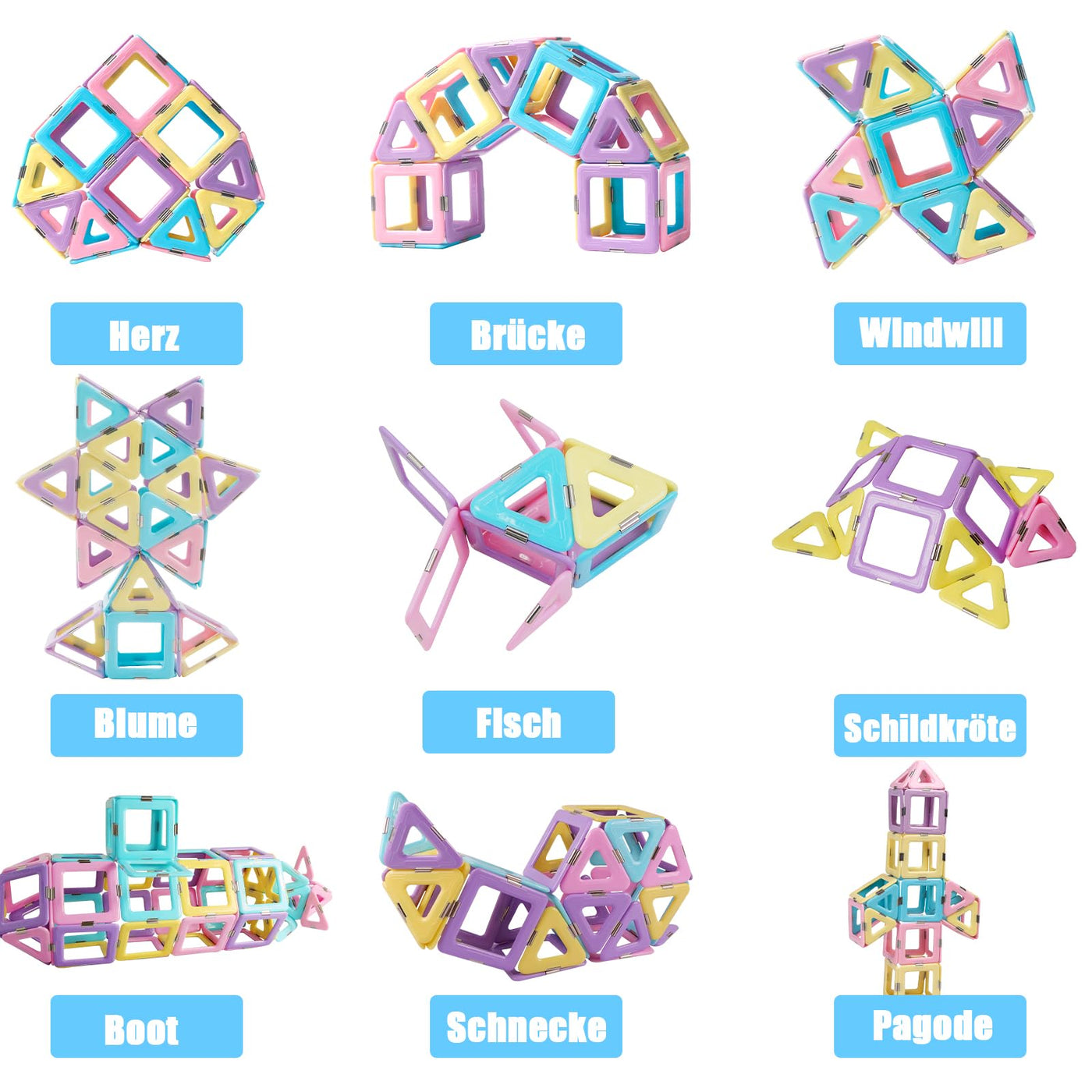 Blocs de construction magnétiques 52 pièces blocs de construction enfants