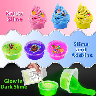 12 Cups DIY Slime Kit Slime Making Kit Crystal Clear Slime Glow with Add-Ins Foam Balls Charms Slime Party Favors Gift Toys for Kids