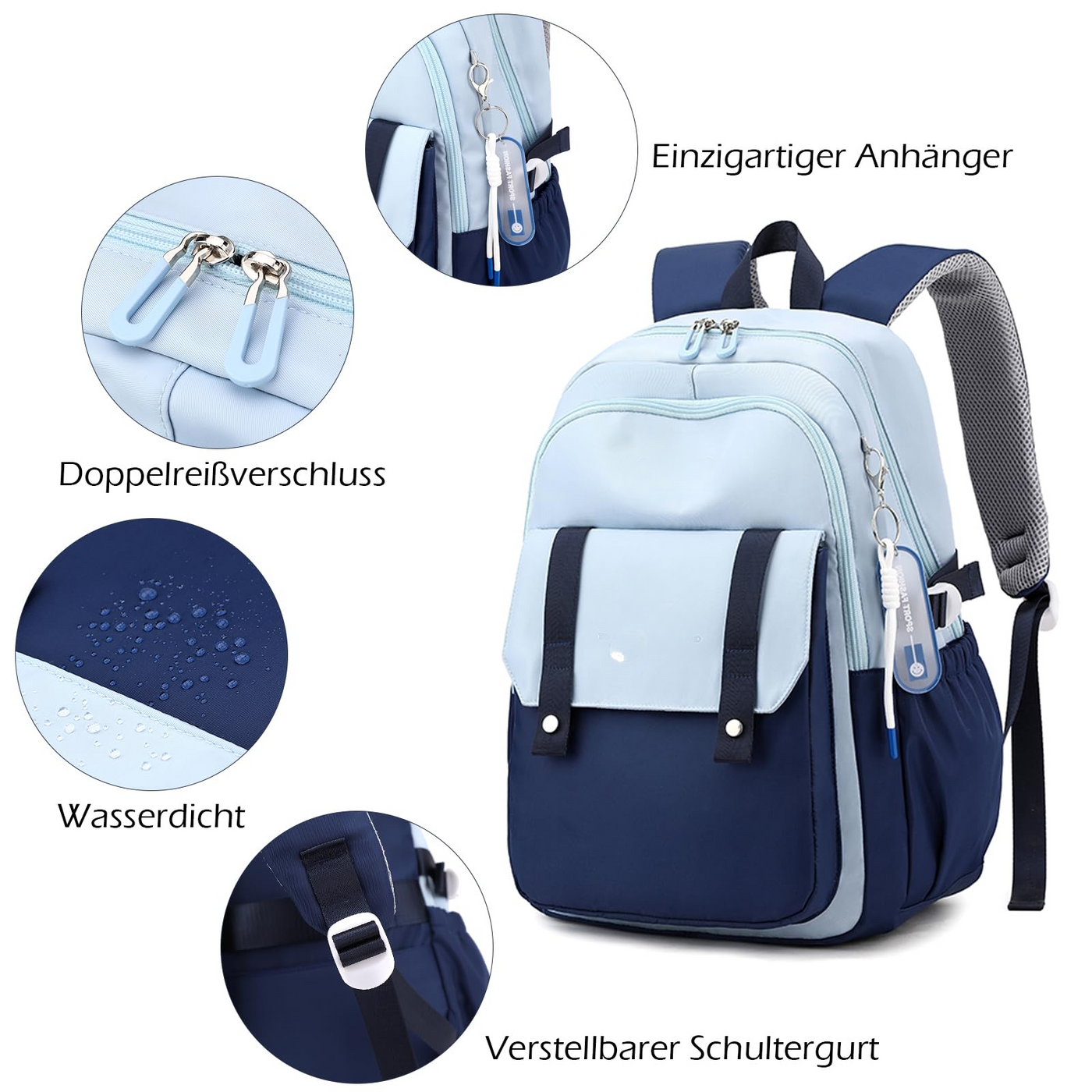 Schulrucksack Teenager-Schultaschen Schulranzen Wasserdichter Rucksack Leichtgewichtige Schulranzen für Schulgeschenke, Mehrtaschen-Ästhetische Schultasche