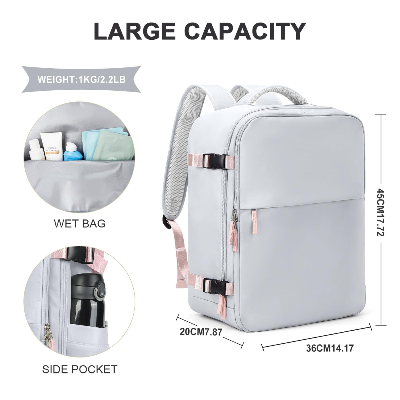 Sac à dos de voyage pour bagage à main d'avion sac à dos pour bagage à main d'avion ordinateur portable étanche