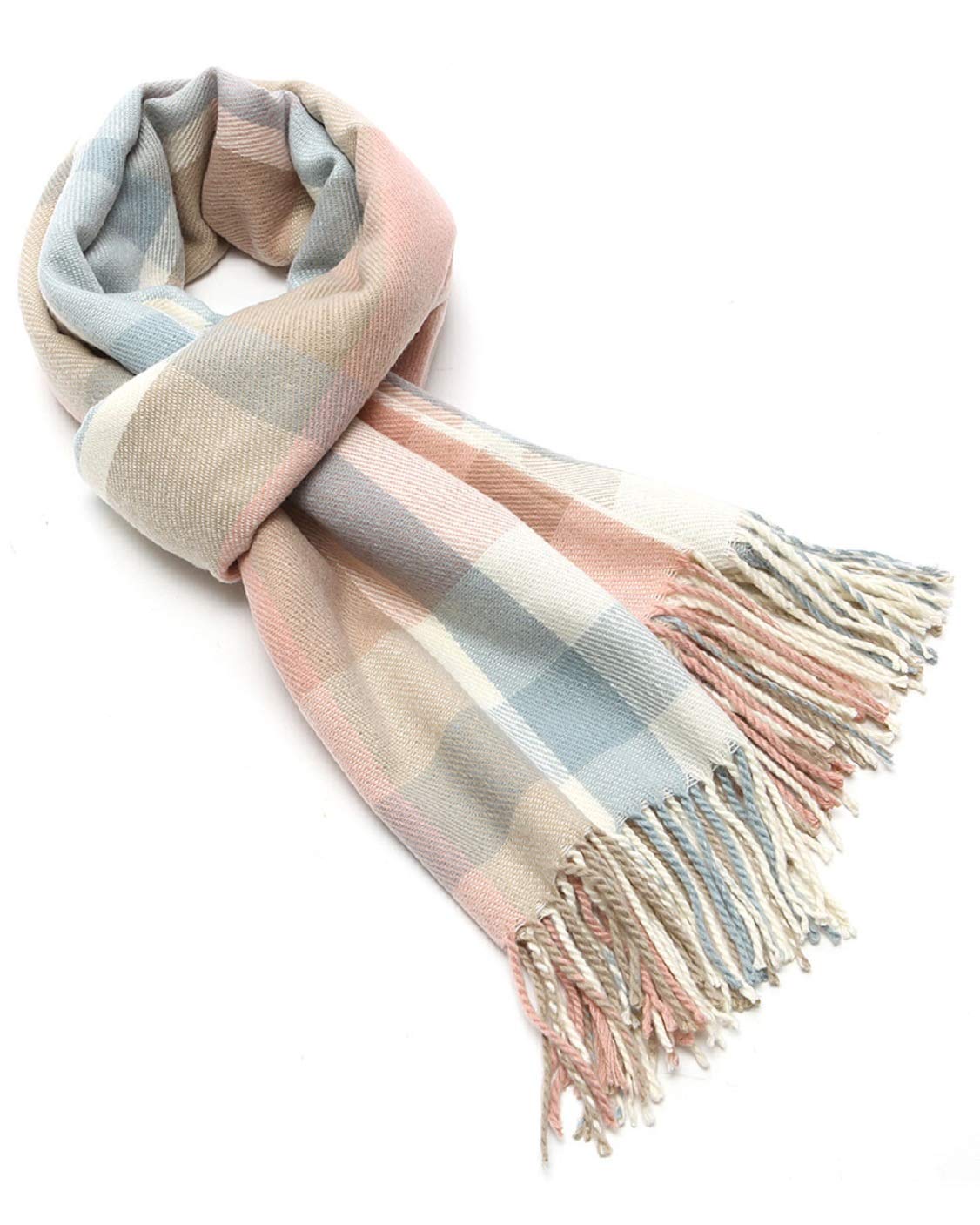 Plaid triangle scarf winter, pashmina scarf soft tassel wrap scarf