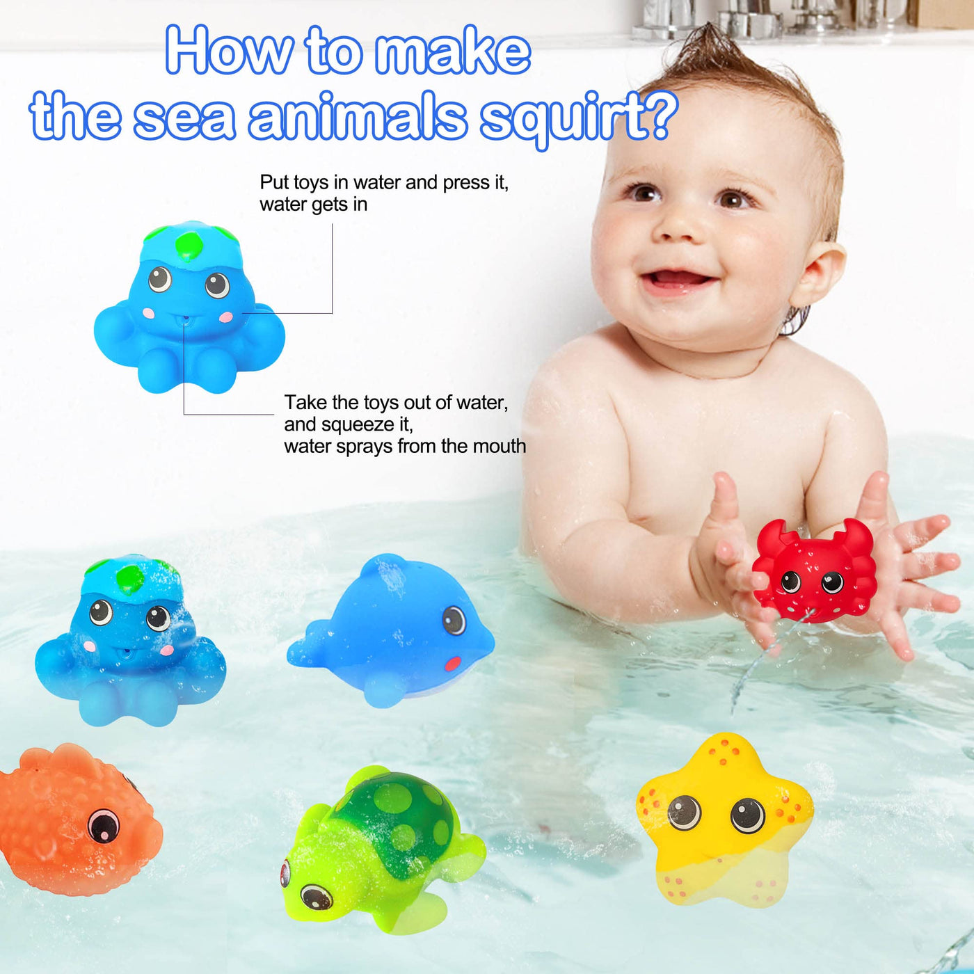 Baby bath toys water toys, 16Pcs kids bath toys with fishing net, bath toys baby kids toys baby bath penguin, swan, duck, whale