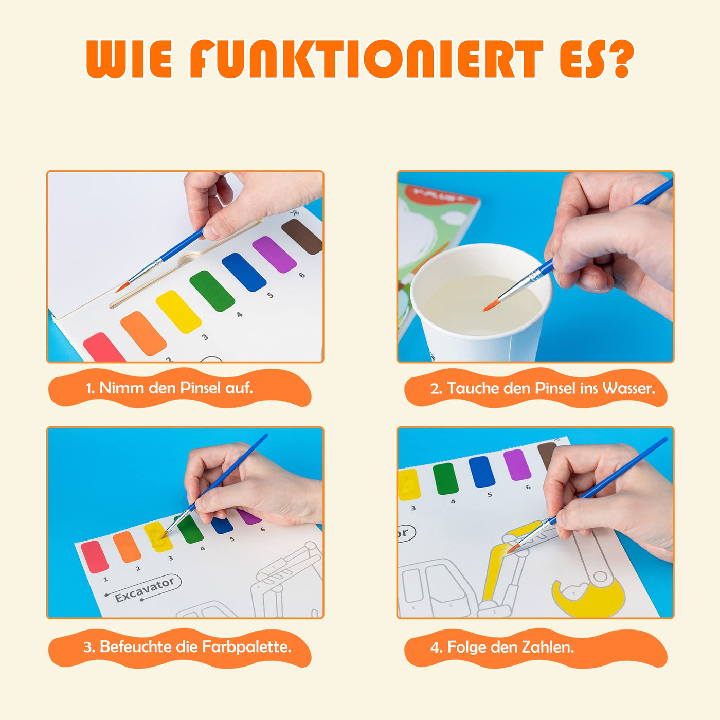 Malbuch mit Wasserfarben für Kleinkinder, Aquarellmalpapier für Kinder jeden Alters, Zauberbuch