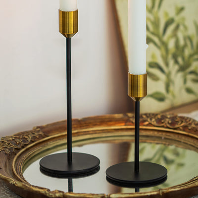 Candle holder set of 3 tall candle holders of different sizes for pillar candles Metal Vintage Modern Deco table decoration