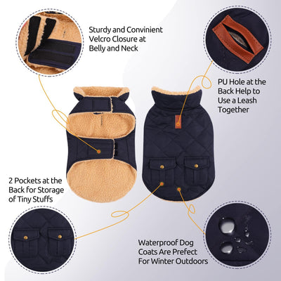 Winter Coat Dog Coat, Warm Winter Jackets with Fleece for Dogs