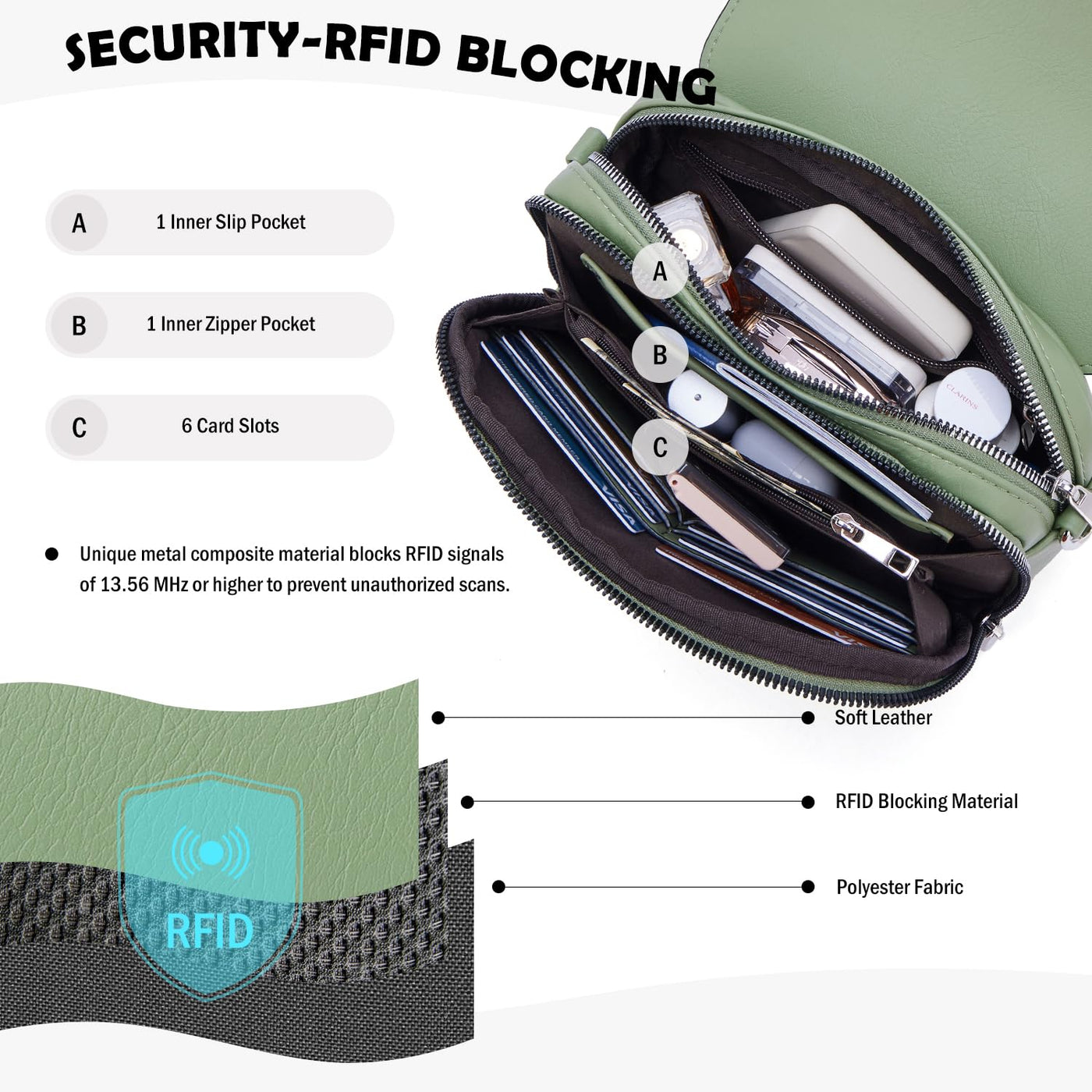 Handy Umhängetasche, Vegan Leder Crossbody Bag Umhängetasche mit verstellbarem abnehmbarem breitem Riemen