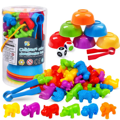 Toys Matching sorting cups and tweezers for children