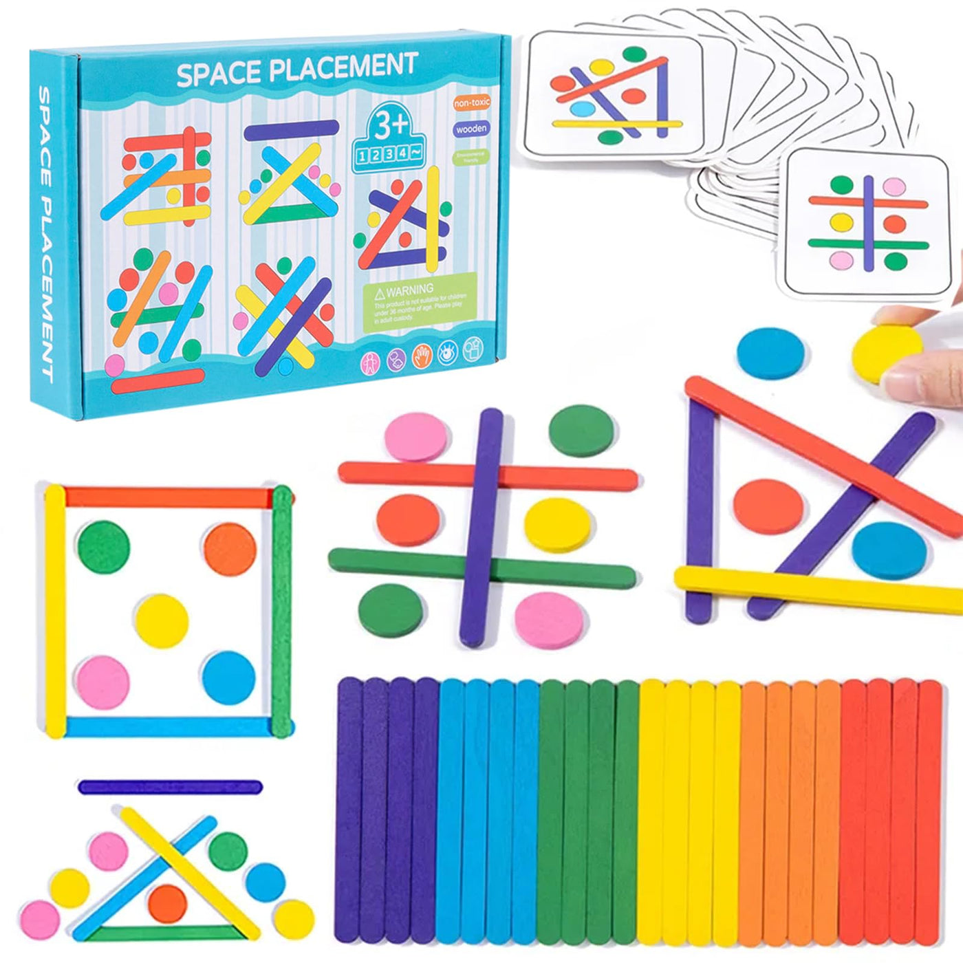 Regenbogen Stick Puzzle Spiel, Tangram Kinder, sensorische Feinmotorik Konzentration Spiele