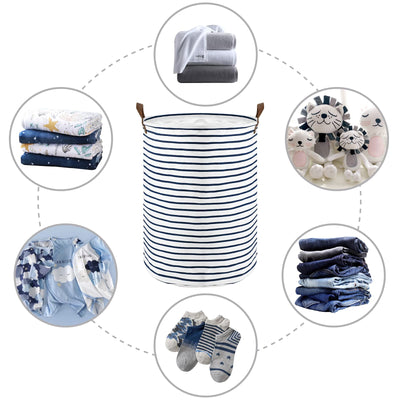 Paniers à Linge de Rangement Ronds Pliables, Coton